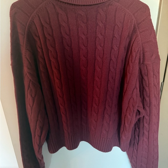 NWT Aritzia Sunday Best V-Neck Cable Knit Sweater in Spiced Burgundy - Picture 3 of 7